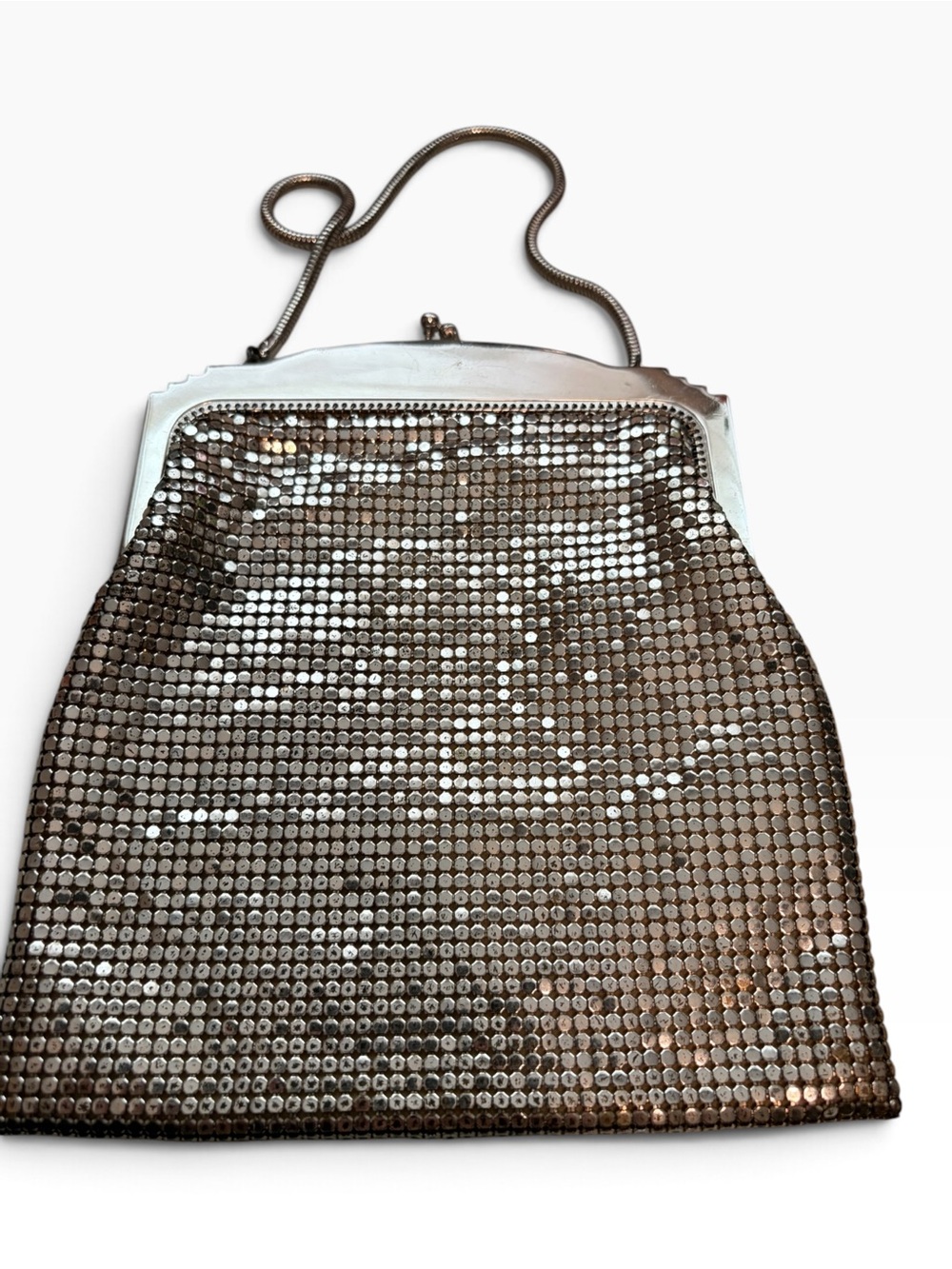 Whiting and Davis vintage silver mesh bag with rhinestone trim - Picture 6 of 8